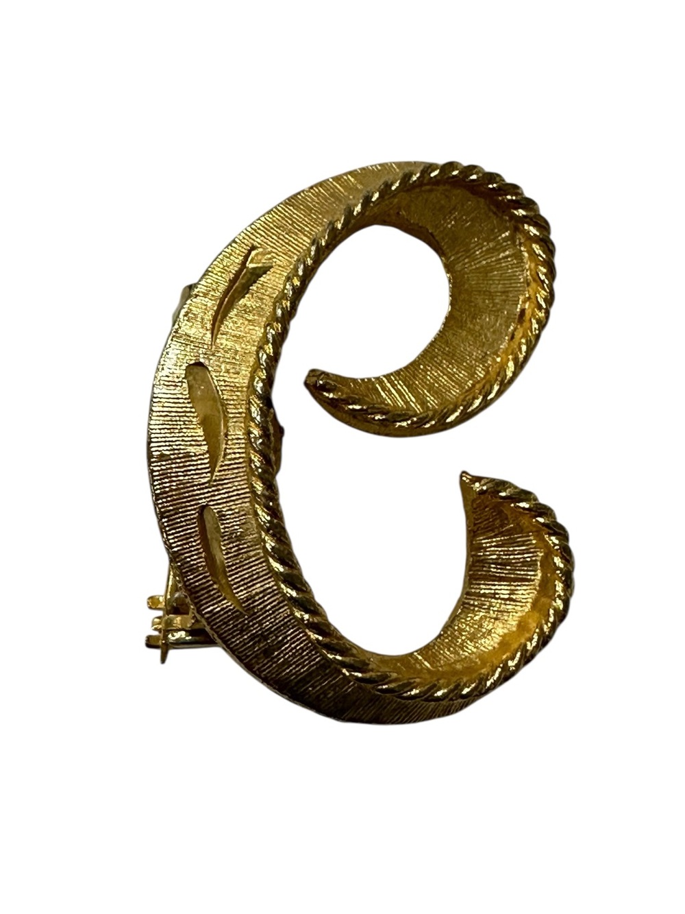 Gold Letter C Brooch Pin - Elegant Script Initial
